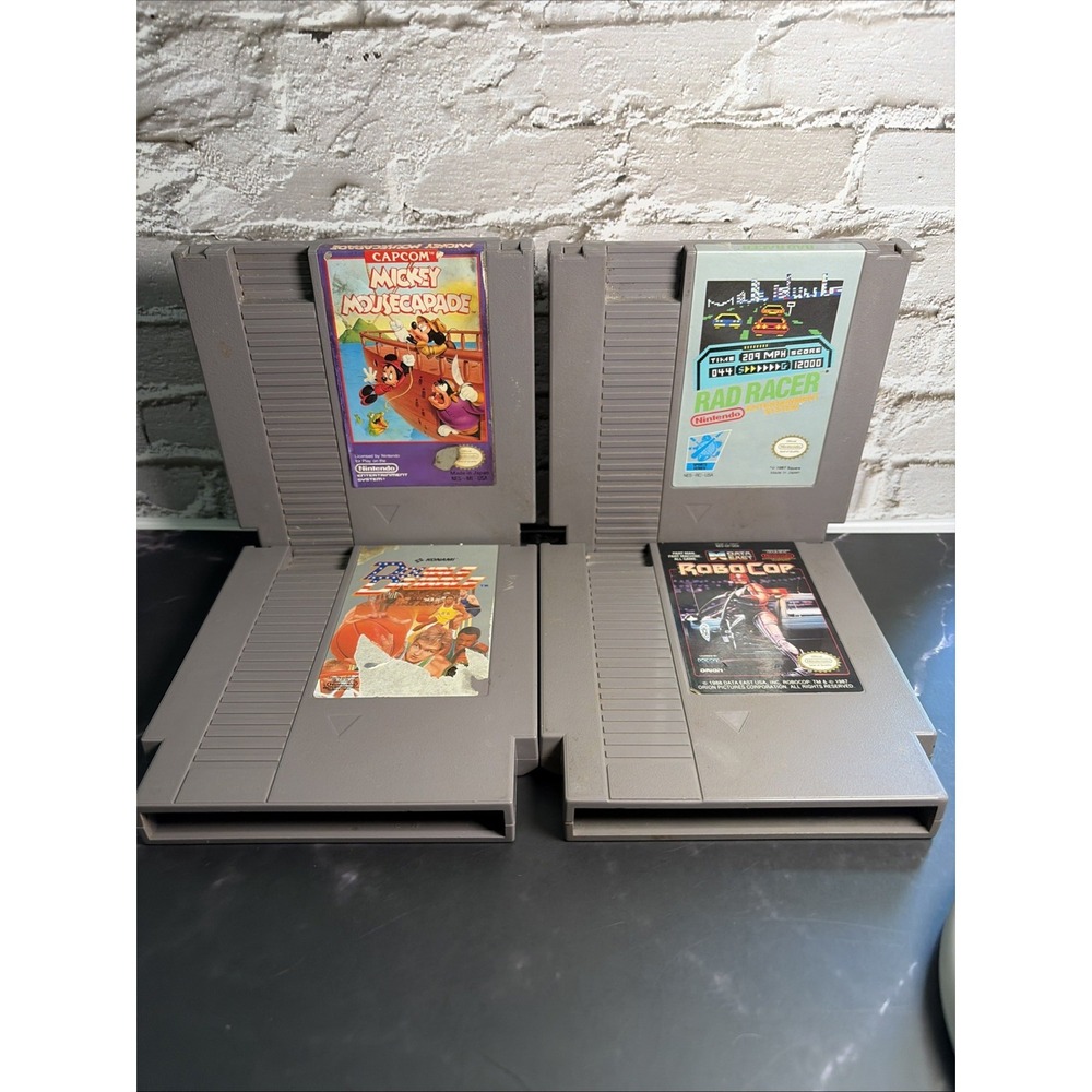 Nintendo NES Bundle Mickey Mousecapades, Double Dribble, Robocop & Rad Racer T&W